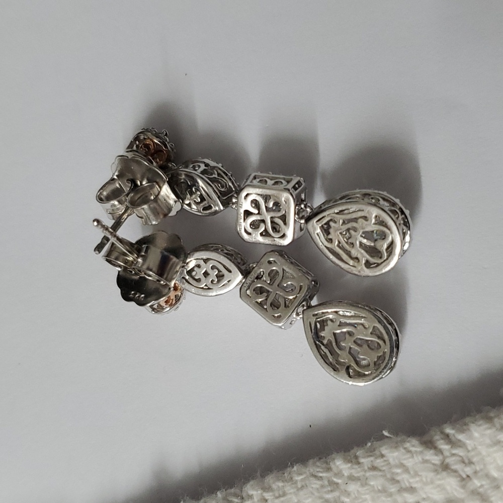 Sterling Silver 925 Solitaire Dangle Earrings - image 4